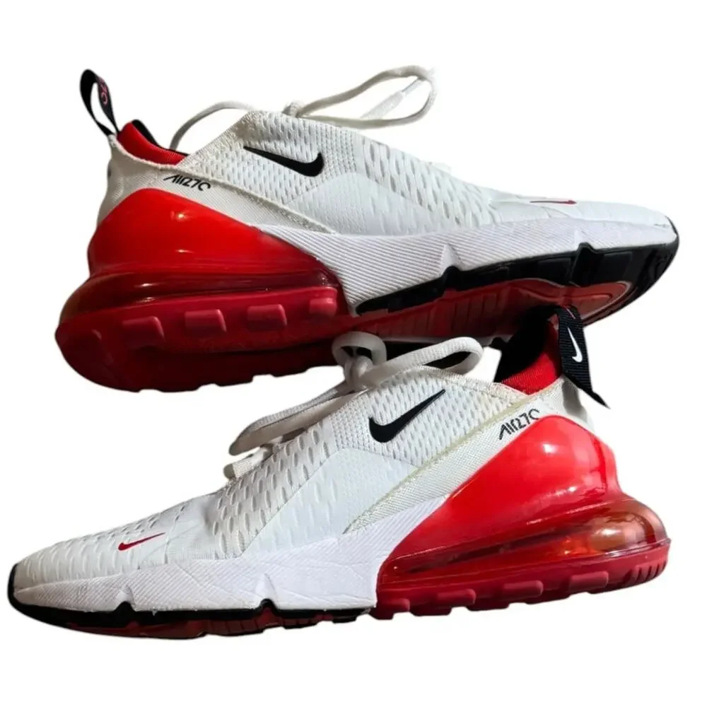 Nike Air Max 270 Sneakers Athletic Shoes Men's 8 White Red Black Mesh Running